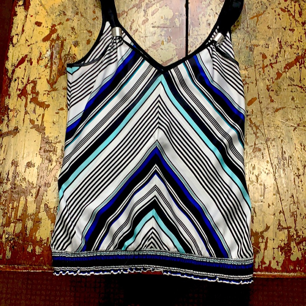 WHBM sleeveless blouse stripe with metal detail